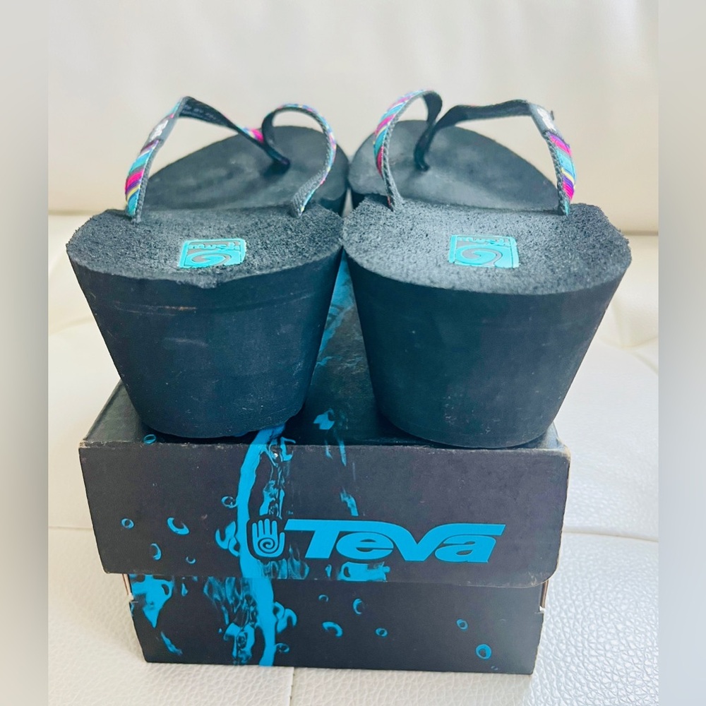 Teva Women's Black and Multicolor Flip Flops - Picture 4 of 5